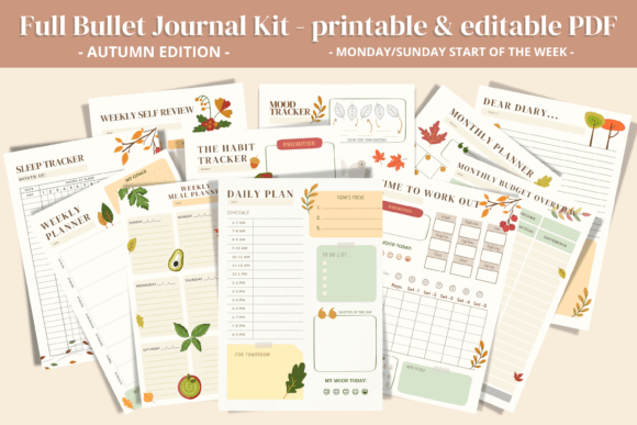 Download Bullet Journal - Autumn Fall Template - Template Collection