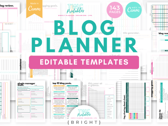 Download Blog Planner Canva Templates | BRIGHT - Template Collection