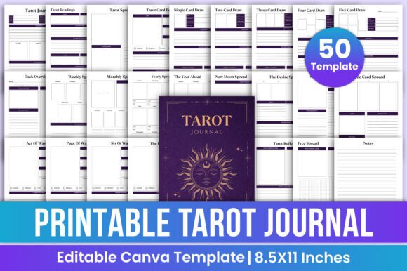 Download Printable Tarot Journal Canva Template - Template Collection